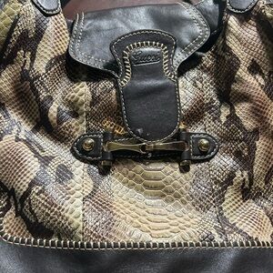 Rare Gucci Black and Brown python shoulder bag